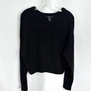Forever 21 Black Cropped Knit Sweater Women’s Size L